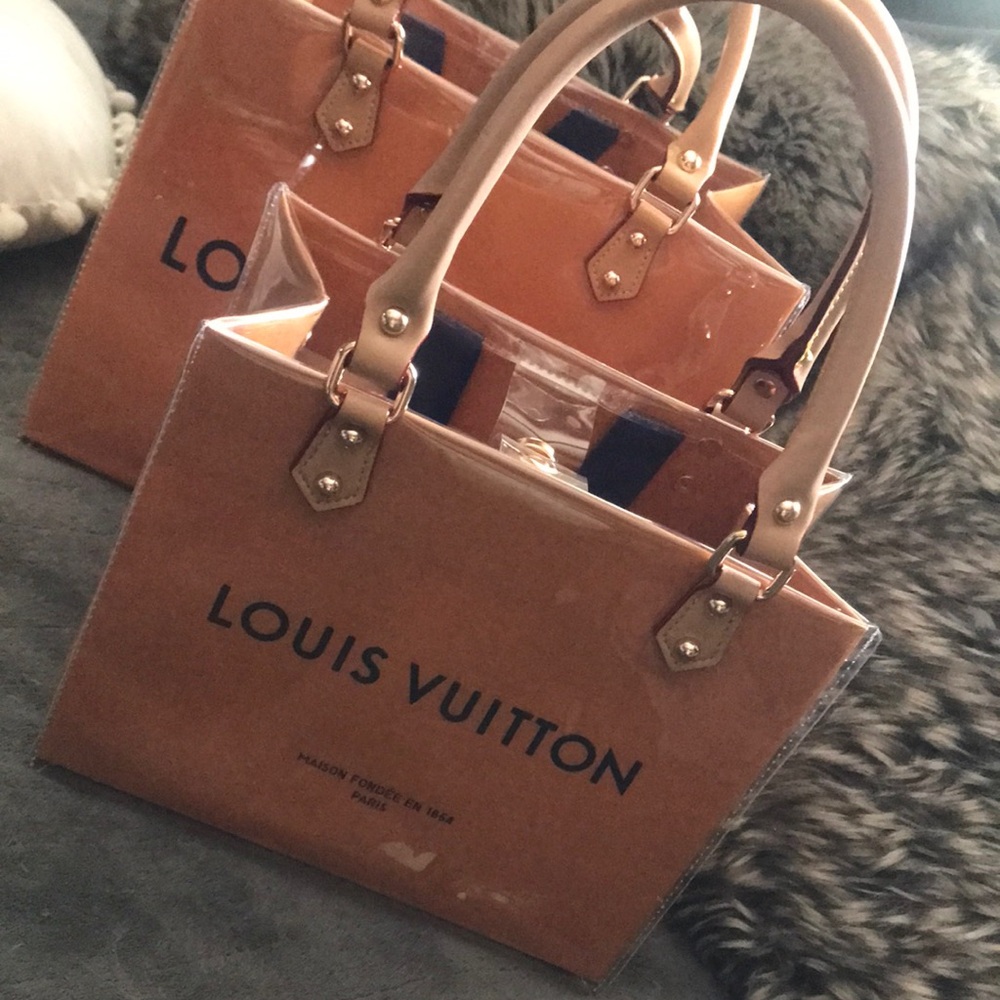 Louis Vuitton Tan Patent Tote Shopping Bag